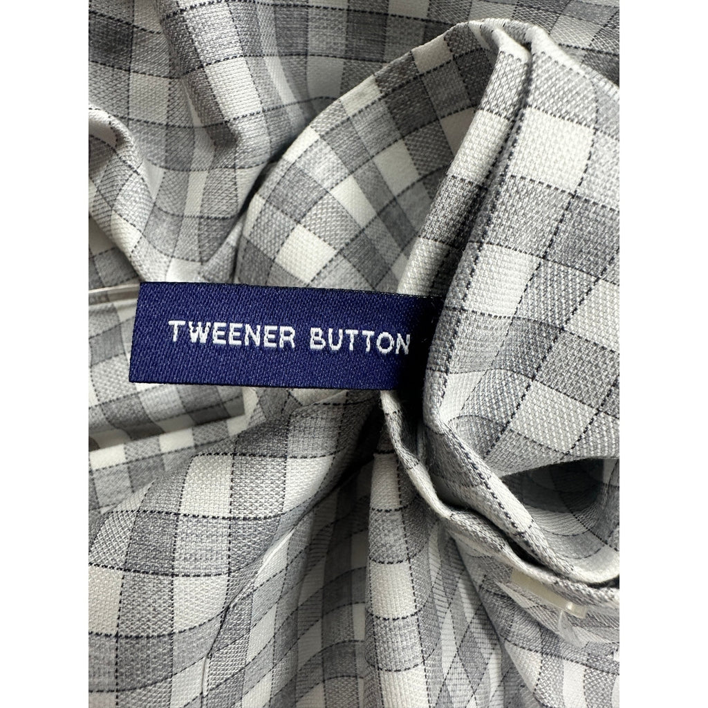 Johnnie-O Allworth Performance Checkered Long Sleeve Button Down in Light Gray — Size XL