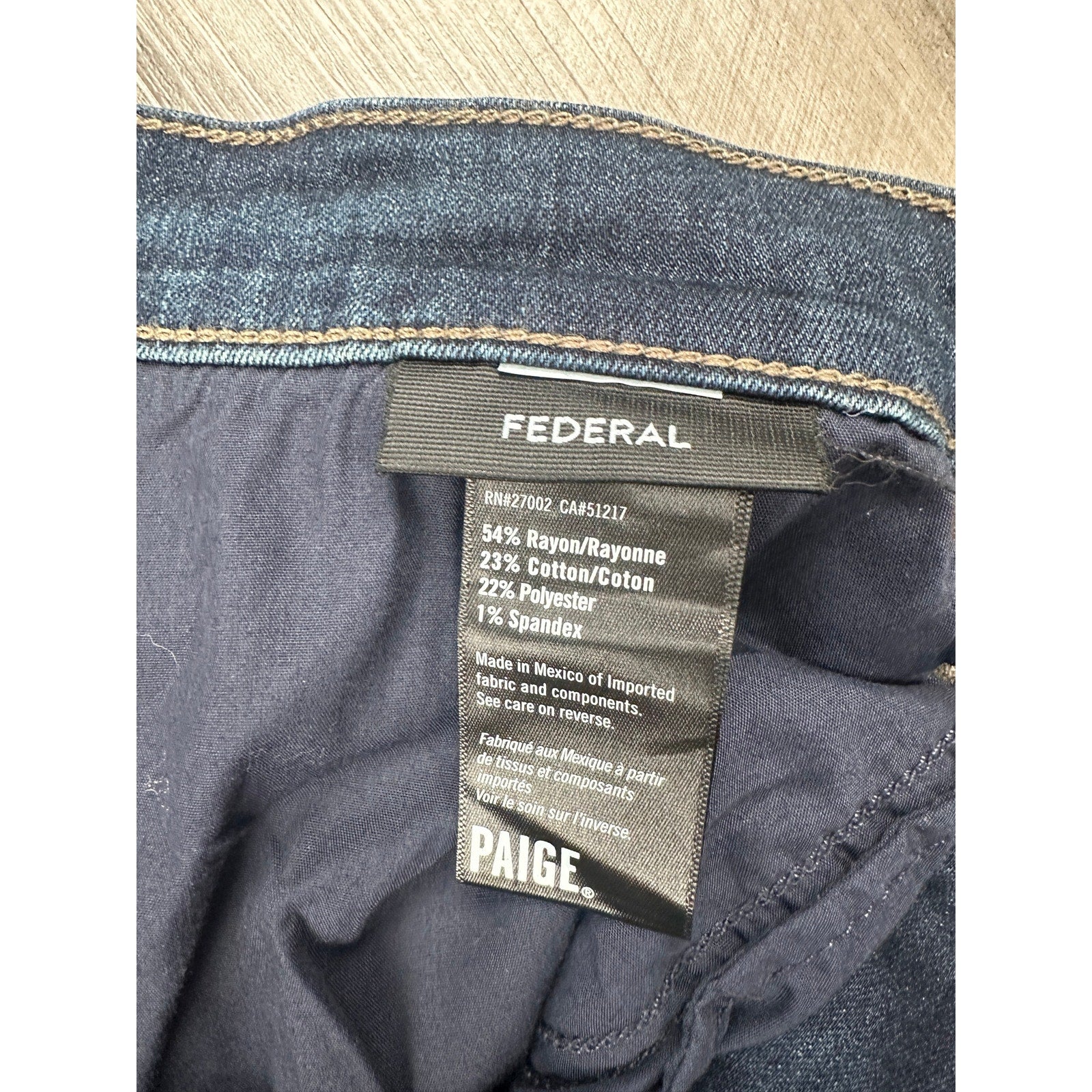 Paige Federal Slim Straight Jeans in Cellar Blue — Size 38 // Preowned