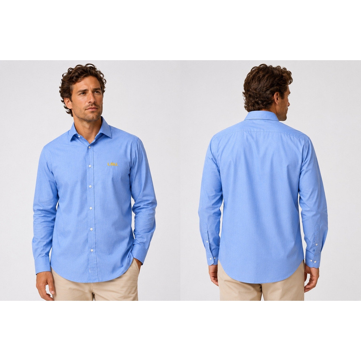 Thomas Dean LSU Tigers Collegiate Long Sleeve Button Down in Light Blue — Size Medium // Preowned