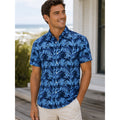 Mizzen+Main Halyard Navy Tropical Trim No Tuck Short Sleeve Button Down — Size Small