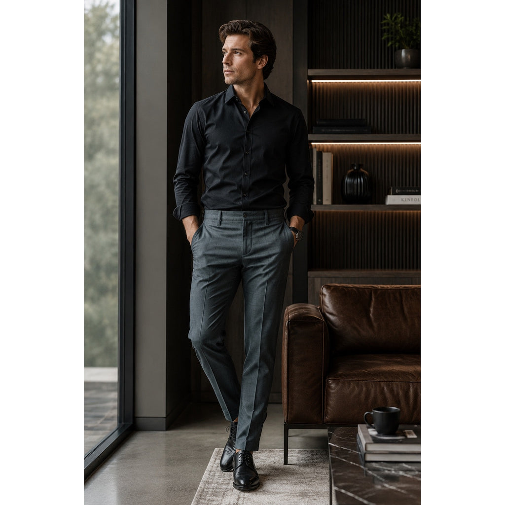 BYLT Executive Windowpane Chino Performance Pants in Dark Charcoal — Size 31