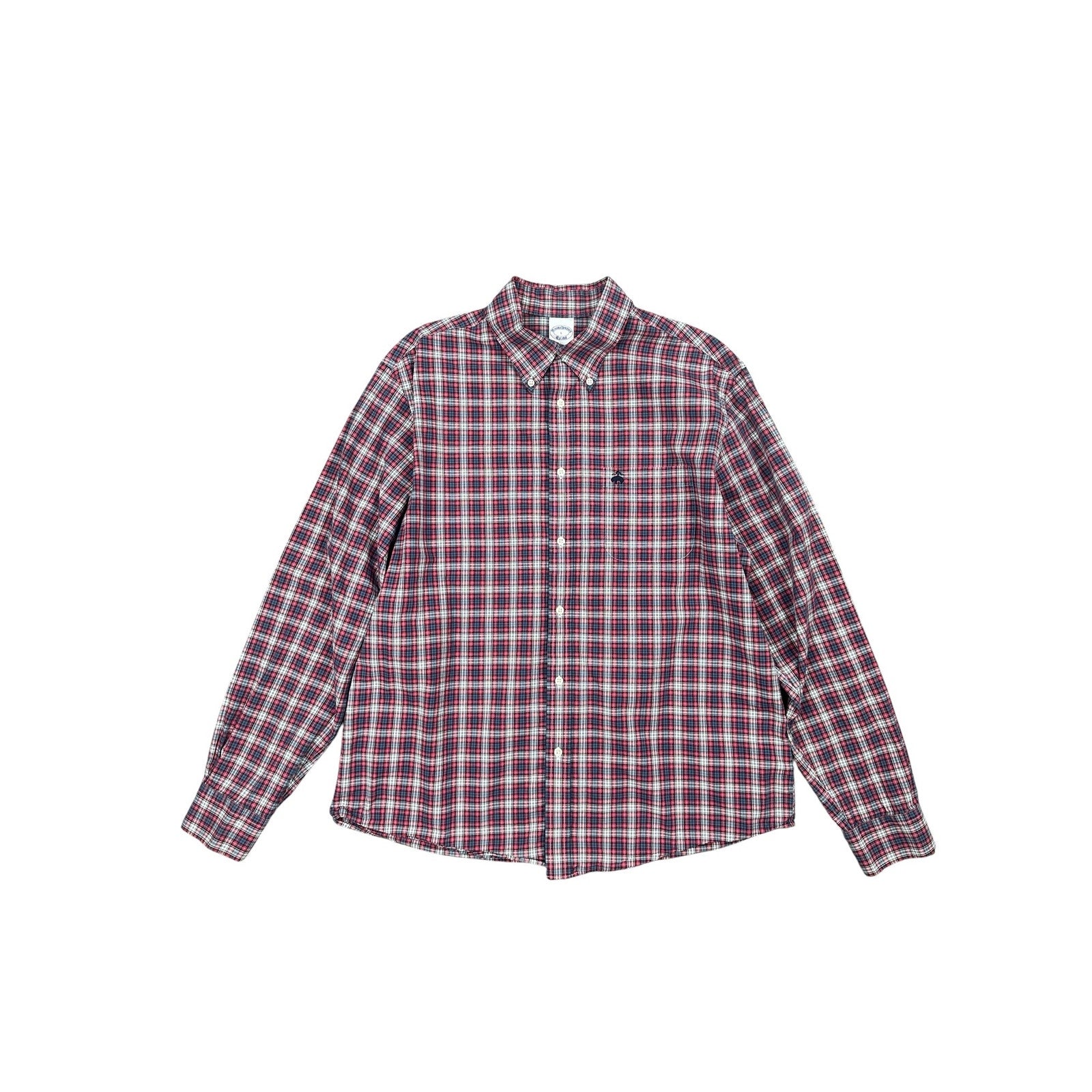 Brooks Brothers Plaid Long Sleeve Shirt in Red, Gray, White, Black — Size Large // Preowned