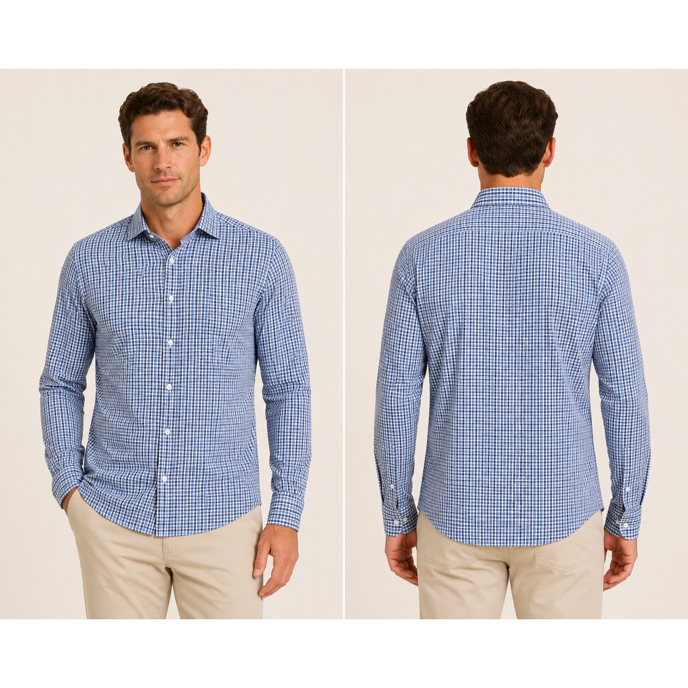 Holderness & Bourne The Flynn Signature Fit Plaid Long Sleeve Shirt in Bedford Blue — Size Large