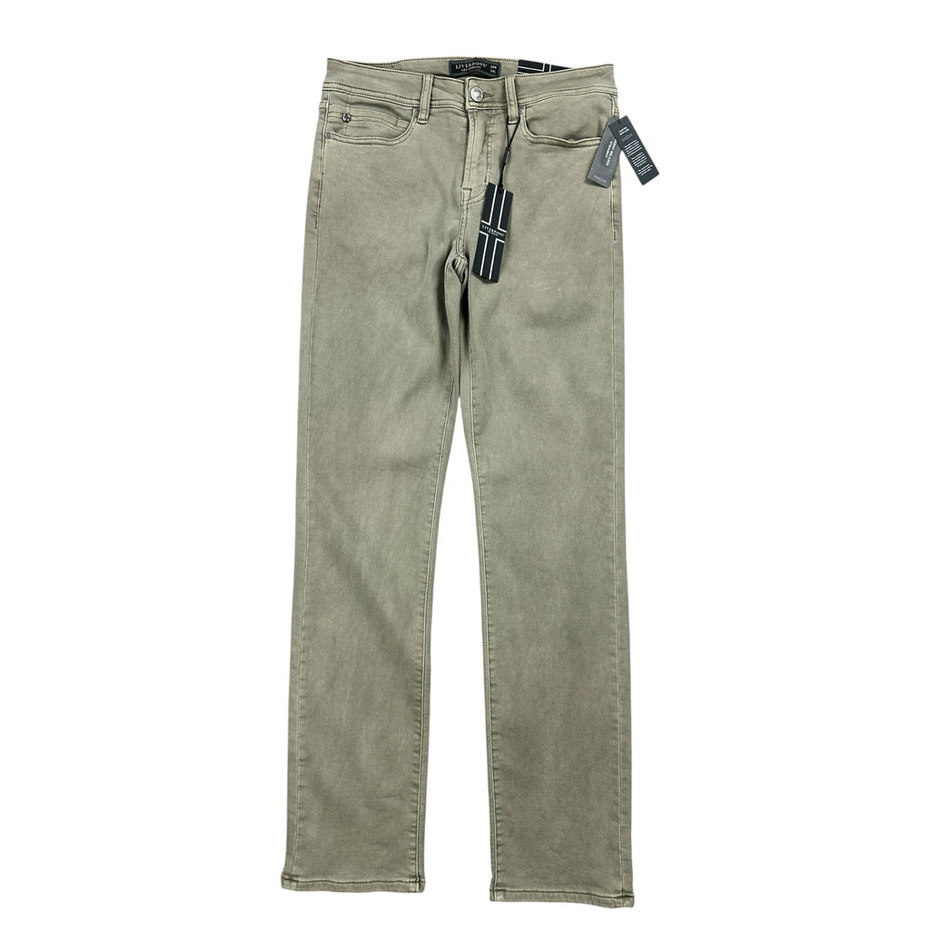 Liverpool Los Angeles Regent Relaxed Straight Stretch Jean in Pewter Green — Size 28x34