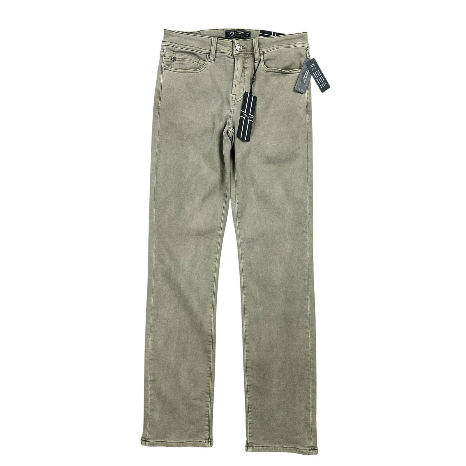 Liverpool Los Angeles Regent Relaxed Straight Stretch Jean in Pewter Green — Size 28x34