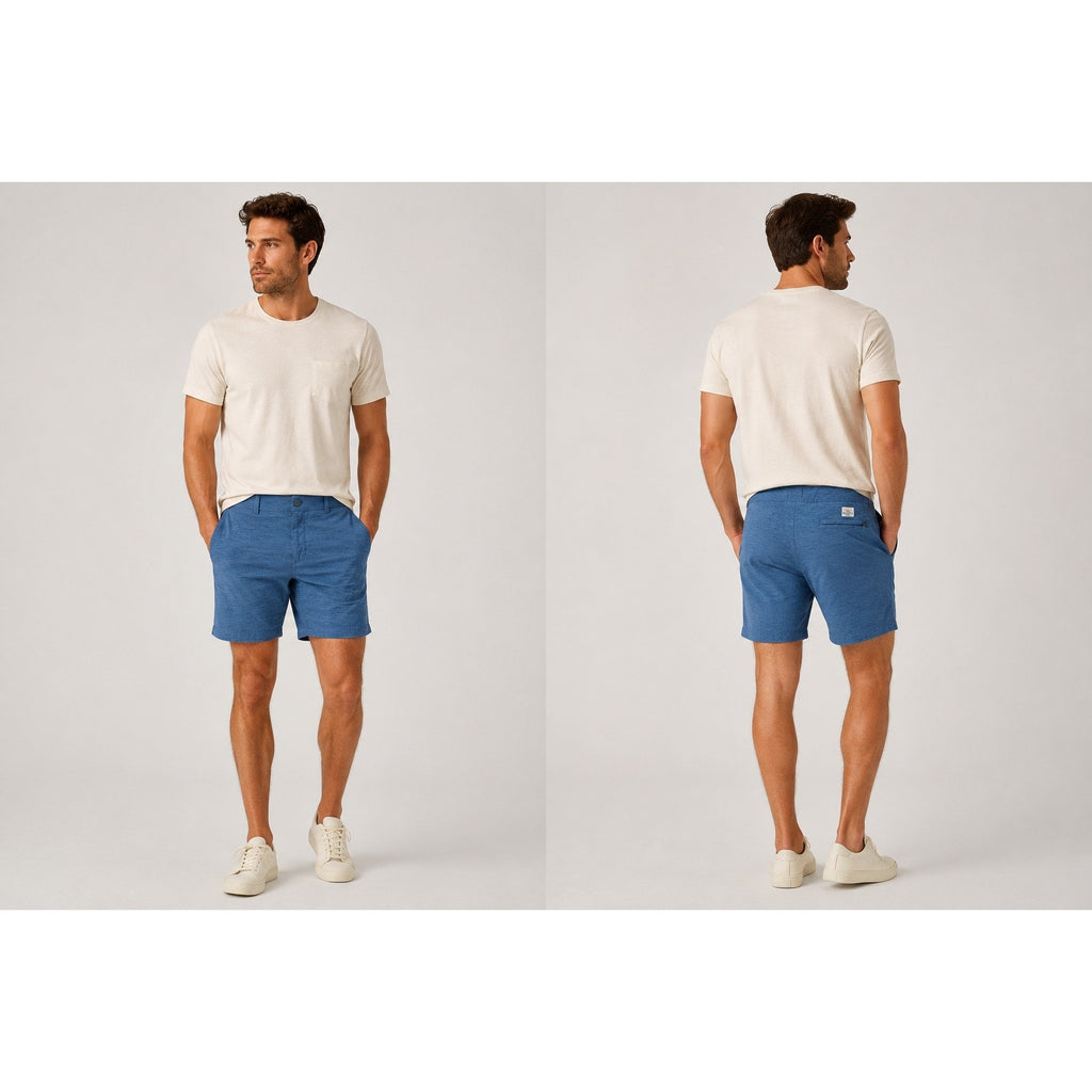 Faherty All Day Hybrid Drawstring Shorts in Navy — Size 38 // Preowned