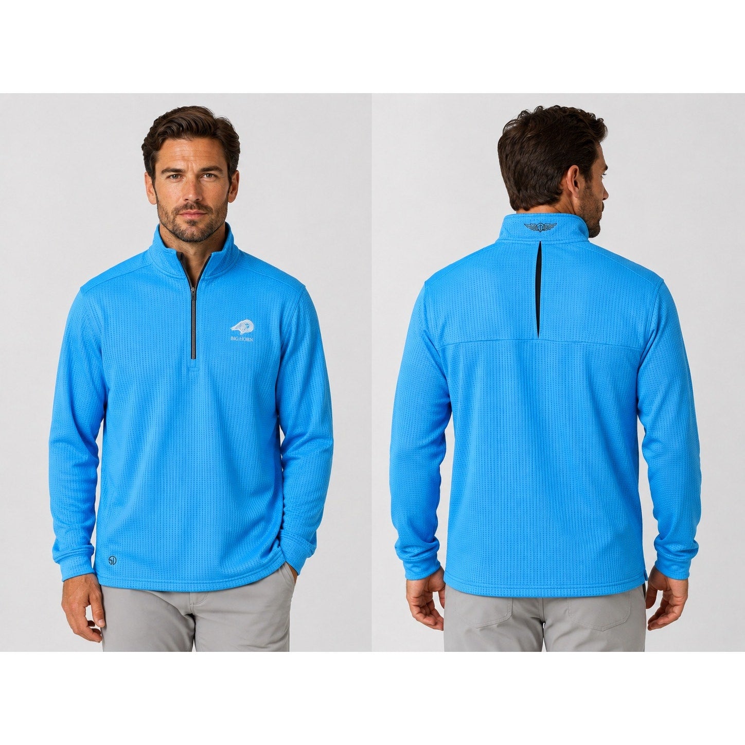 Straight Down Big Horn Golf Optic Quarter Zip Pullover in Alaska Blue — Size XL