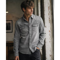 Allsaints Gino Distressed Denim Long Sleeve Pearl Snap in Gray — Size XS // Preowned