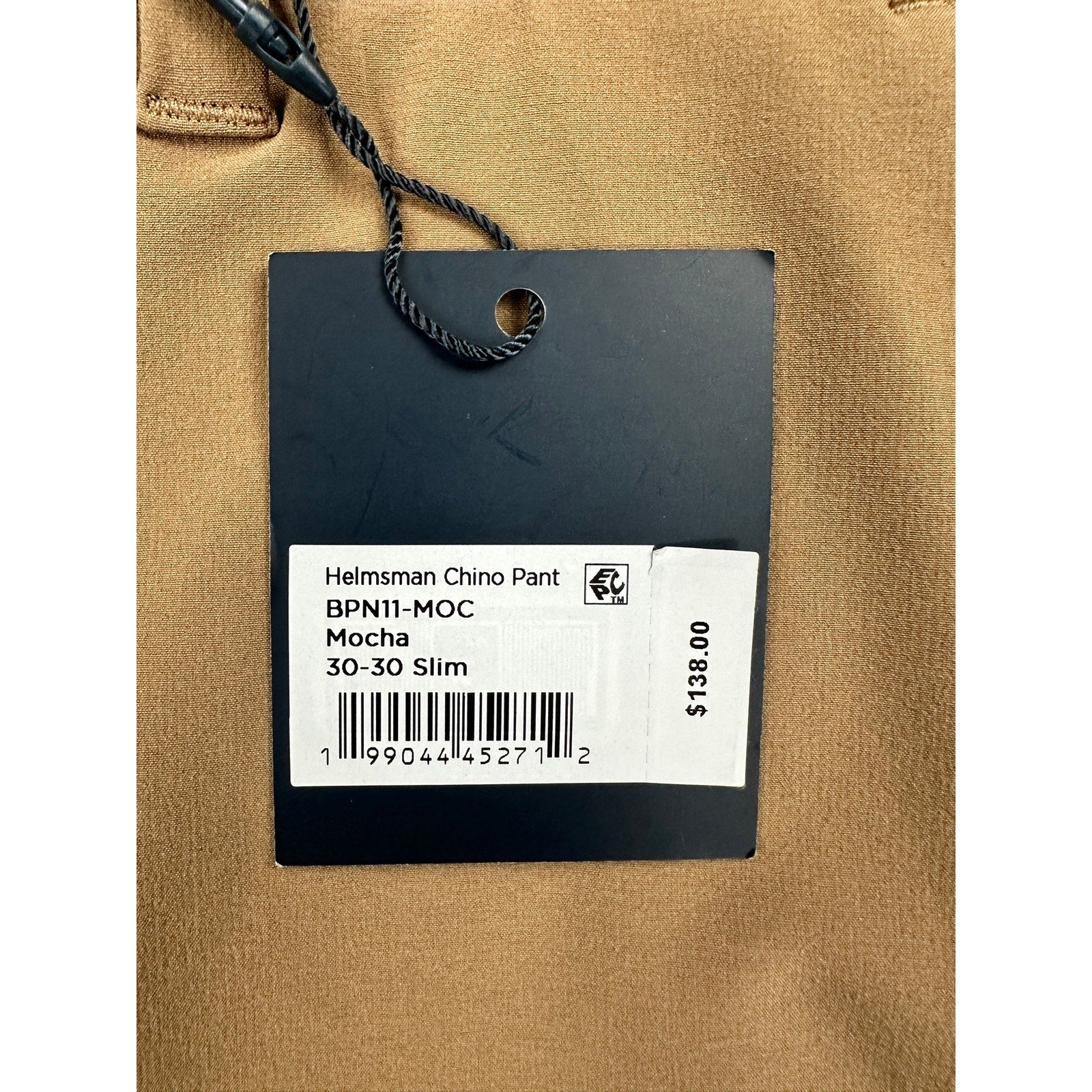 Mizzen+Main Helmsman Performance Slim Fit Chino Pants in Mocha — Size 30x30