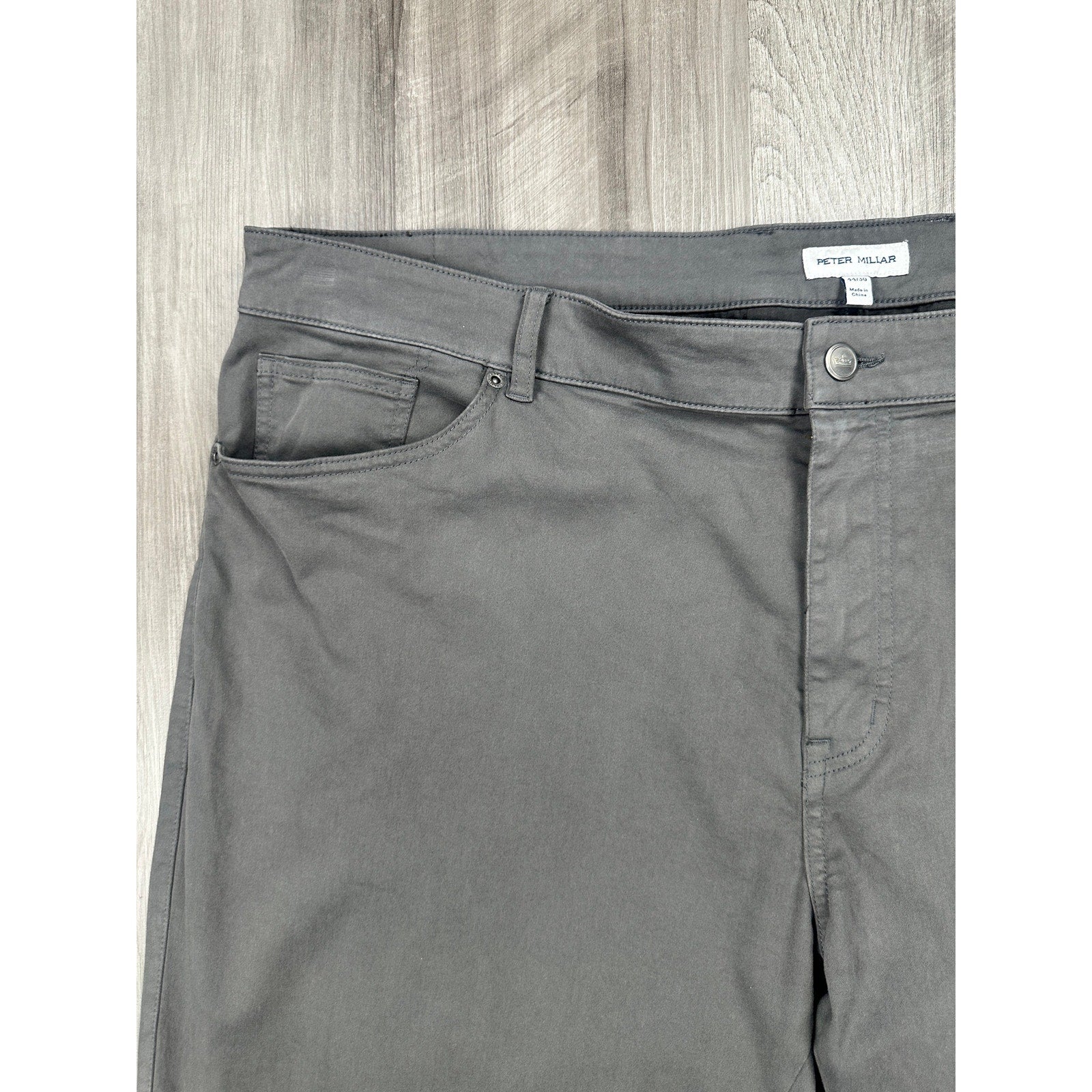 Peter Millar Signature Sateen Classic Fit 5 Pocket Pants in Gray — Size 44x30 // Preowned