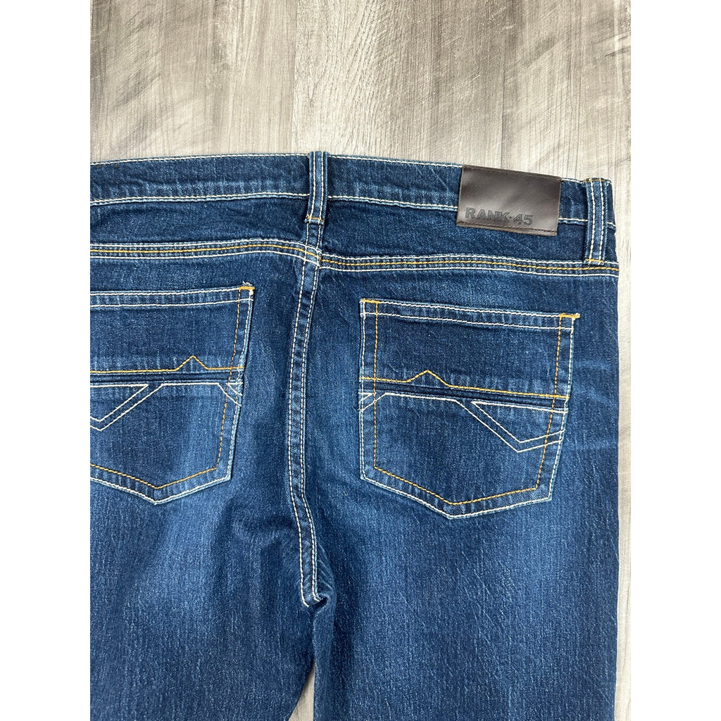 Rank 45 Slim Straight Jeans in Midnight Hawk Blue — Size 36 // Preowned