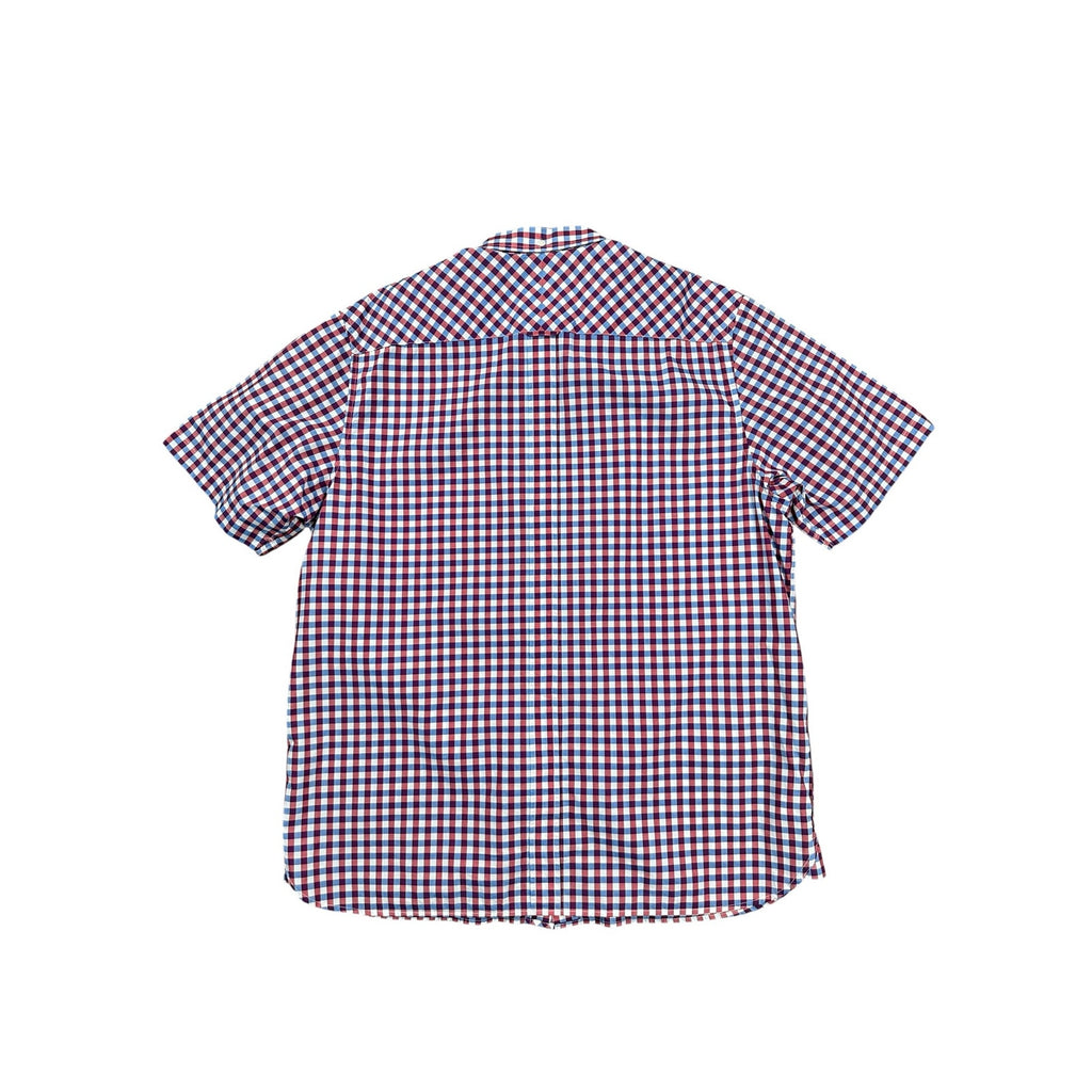Fred Perry Gingham Short Sleeve Button Down in Dark Red Blue White — Size XL // Preowned