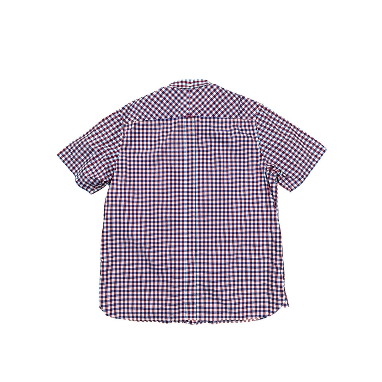 Fred Perry Gingham Short Sleeve Button Down in Dark Red Blue White — Size XL // Preowned