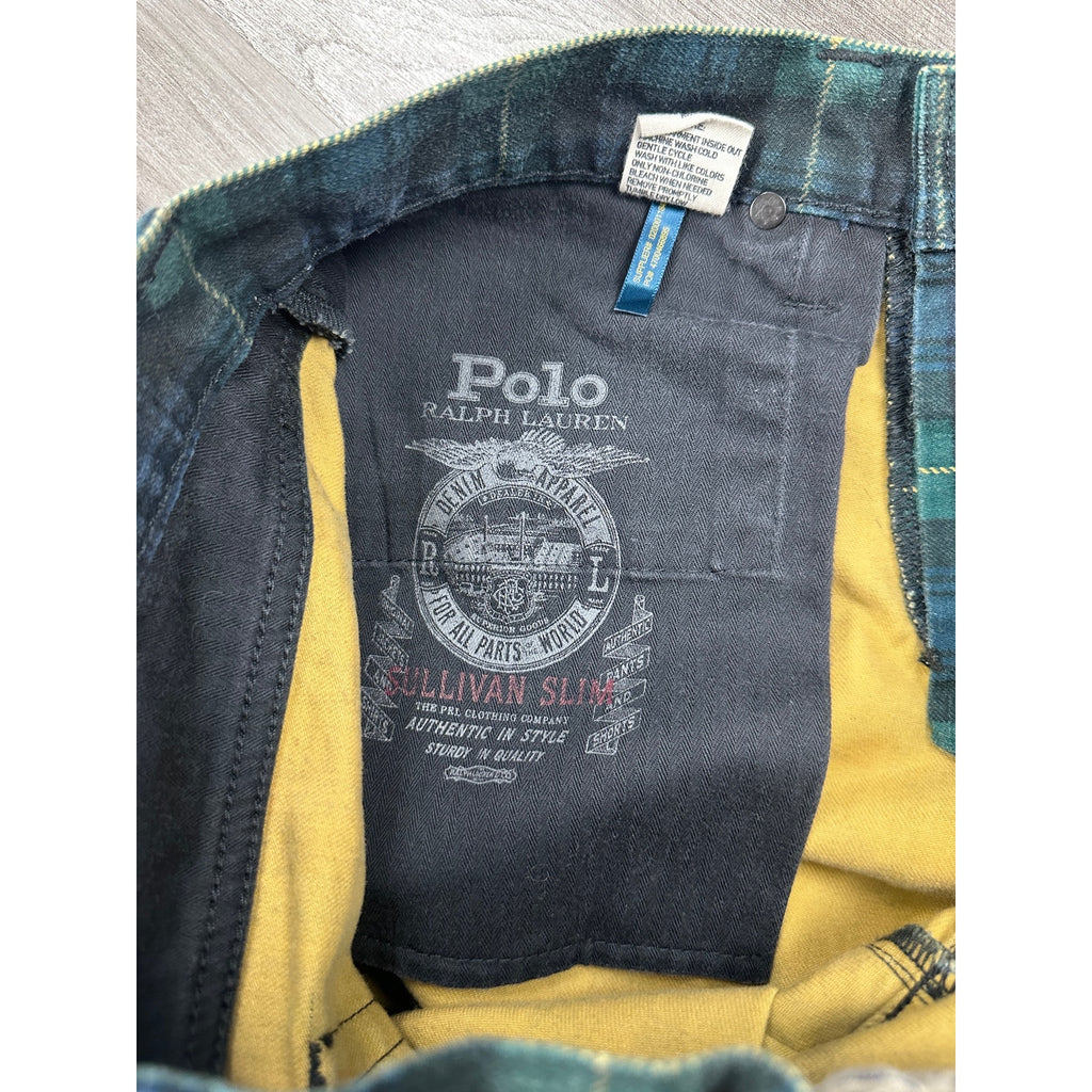 Polo Ralph Lauren Plaid Sullivan Slim Jean in Navy Green Yellow — Size 31x32 // Preowned