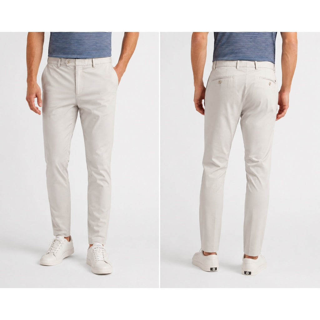 Peter Millar Surge Tailored Fit Crown Crafted Trouser Pants in Stone — Size 33x32 // Preowned