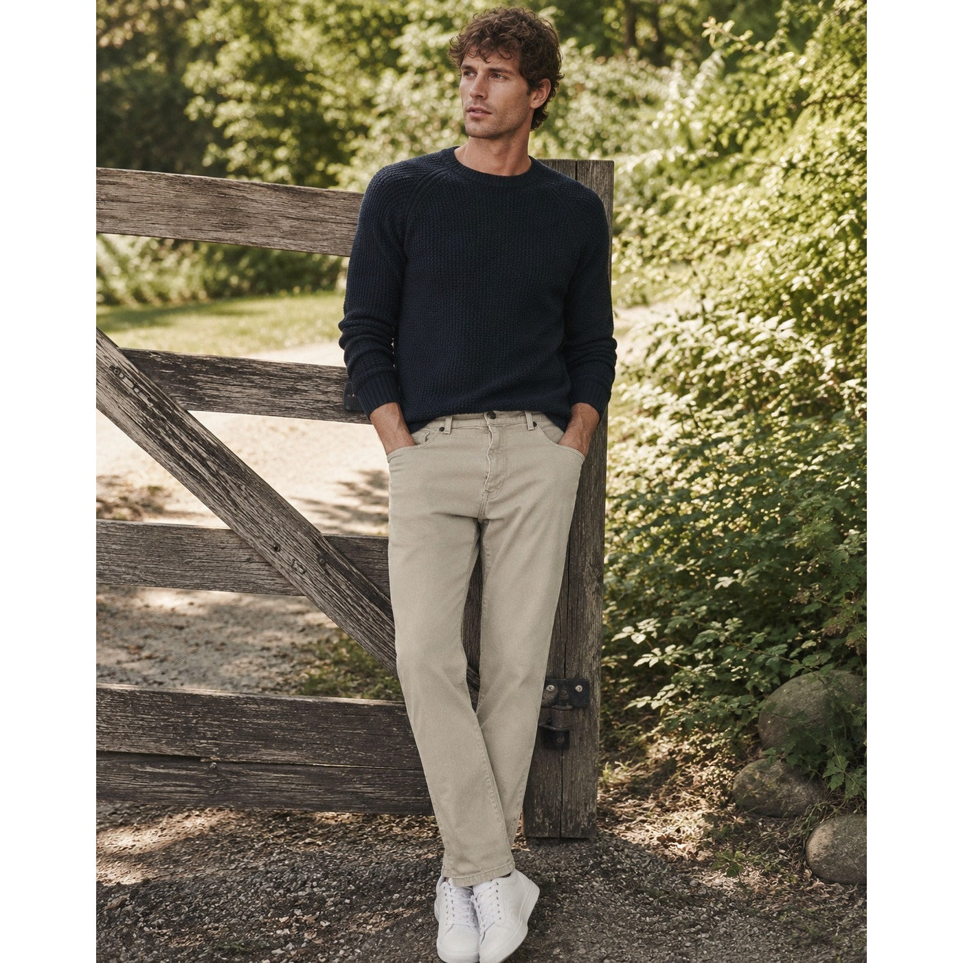 Mott & Bow Straight Mercer Jeans in Light Khaki — Size 34x32 // Preowned