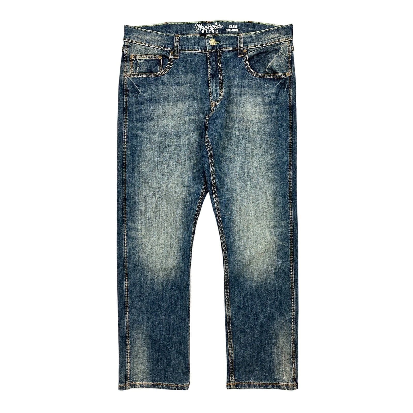 Wrangler Retro Slim Straight Jeans in Blue — Size 36x30 // Preowned