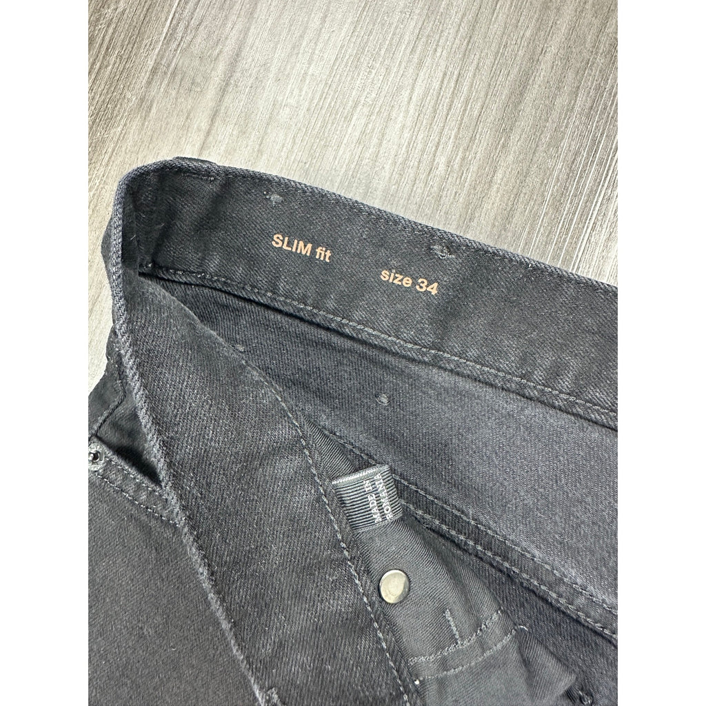 Zegna Stretch Cotton Roccia Slim Straight Jeans in Black Rinse — Size 34