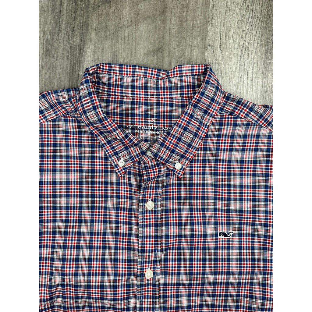 Vineyard Vines Performance Plaid Classic Fit Whale Shirt — Size 2XL // Preowned