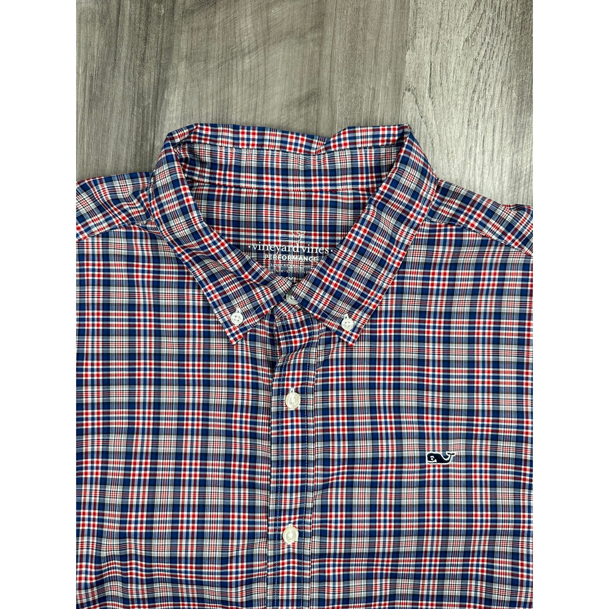 Vineyard Vines Performance Plaid Classic Fit Whale Shirt — Size 2XL // Preowned