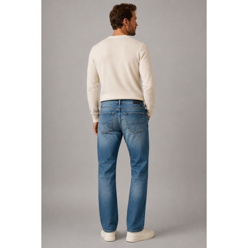 7 For All Mankind Austyn Luxe Performance Relaxed Straight Leg Jean in Medium Wash — Size 36