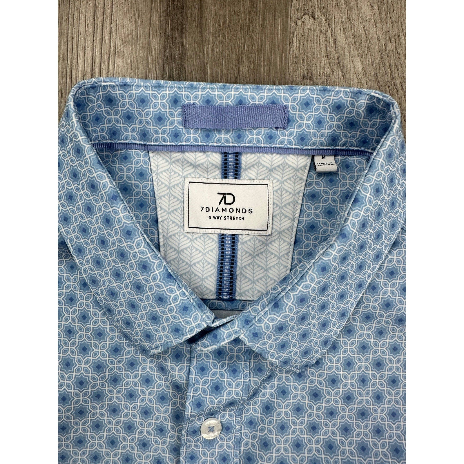 7 Diamonds Eldon 4-Way Stretch Woven Shirt in Light Blue White — Size Medium