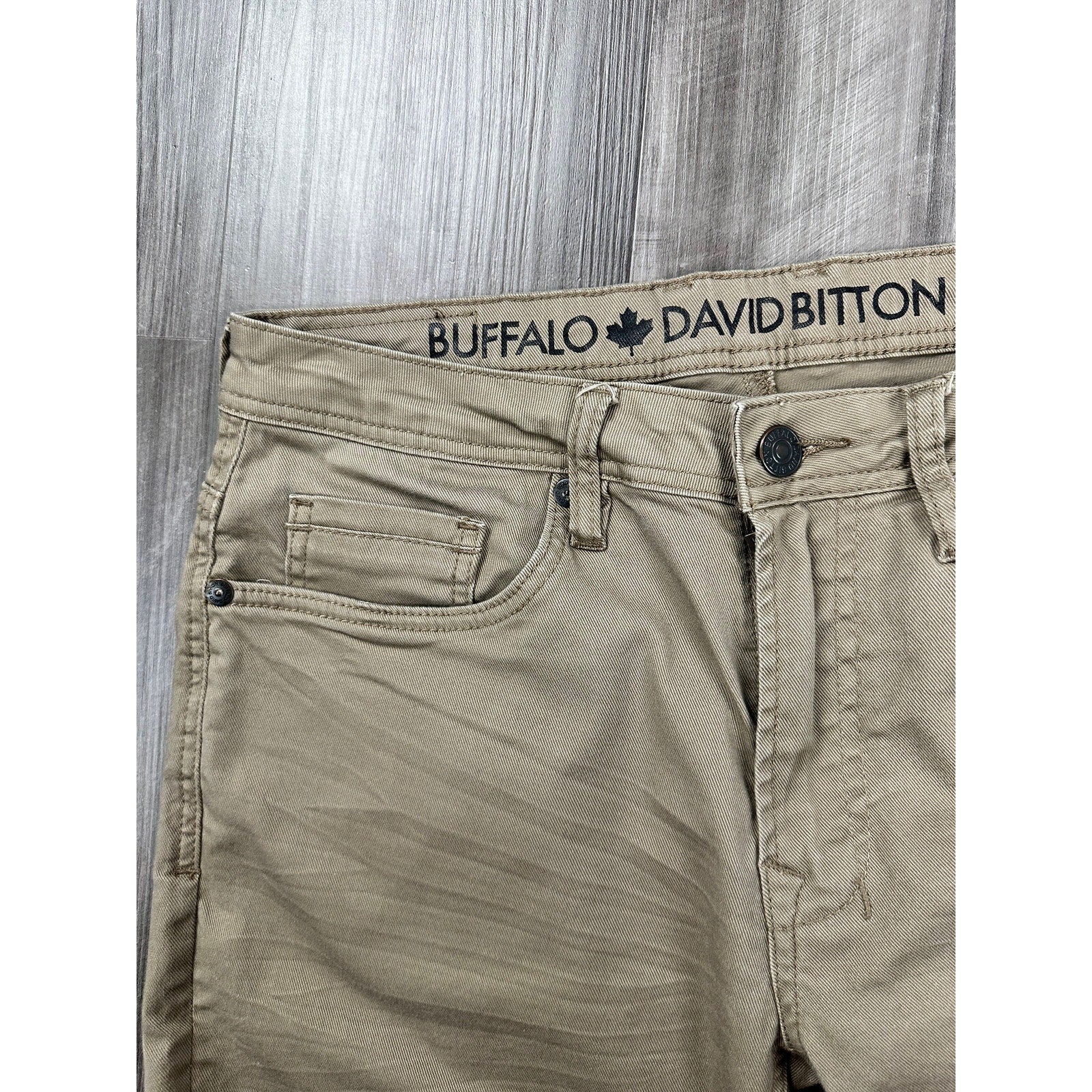 Buffalo David Bitton Six-X Straight Leg Twill Pant in Tan Khaki — Approx. 33x32