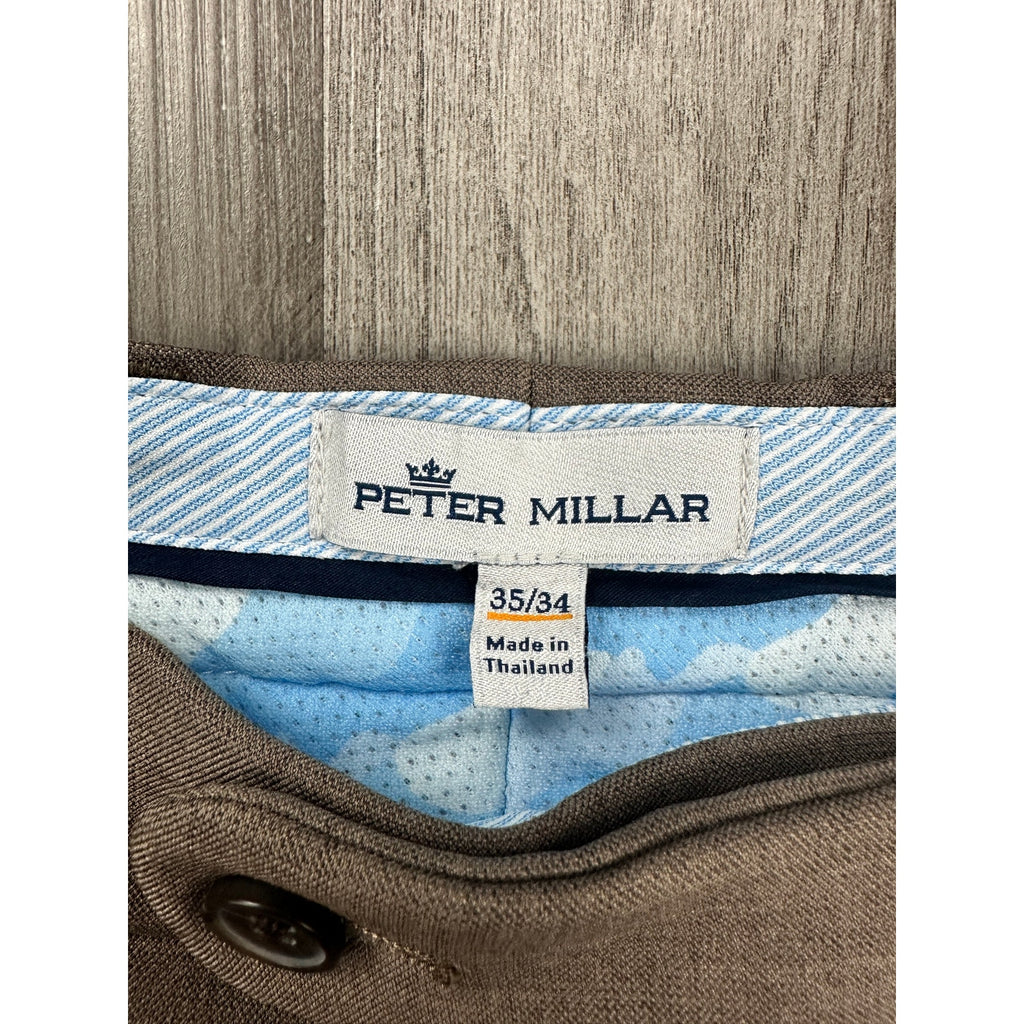Peter Millar Franklin Performance Trouser Dress Pants in Tweed Beige — Size 35x34 // Preowned
