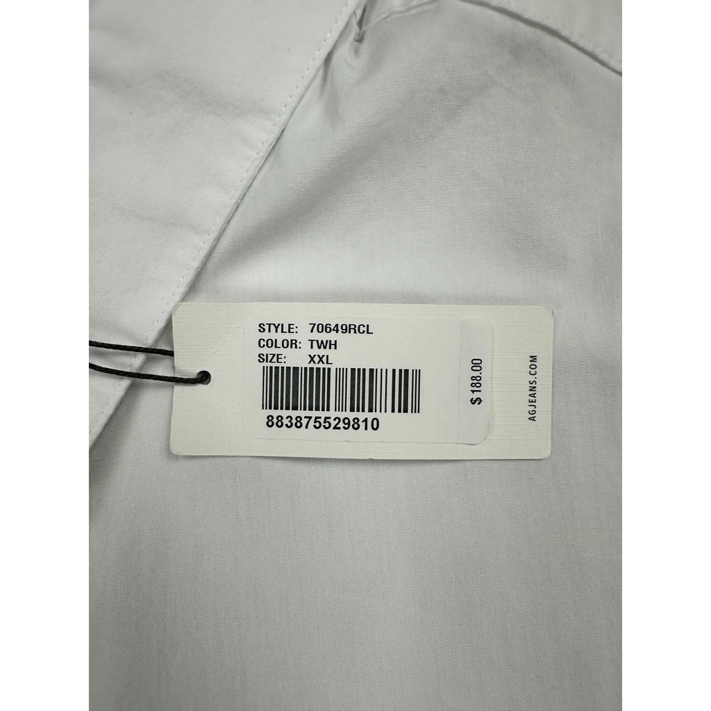 Adriano Goldschmied Oversized Utility Long Sleeve Double Pocket Shirt in White — Size 2XL