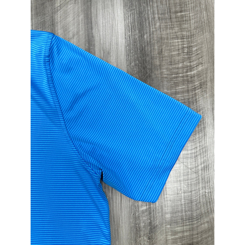 Stitch Golf Performance Striped Golf Polo in Aqua Blue — Size Large // Preowned