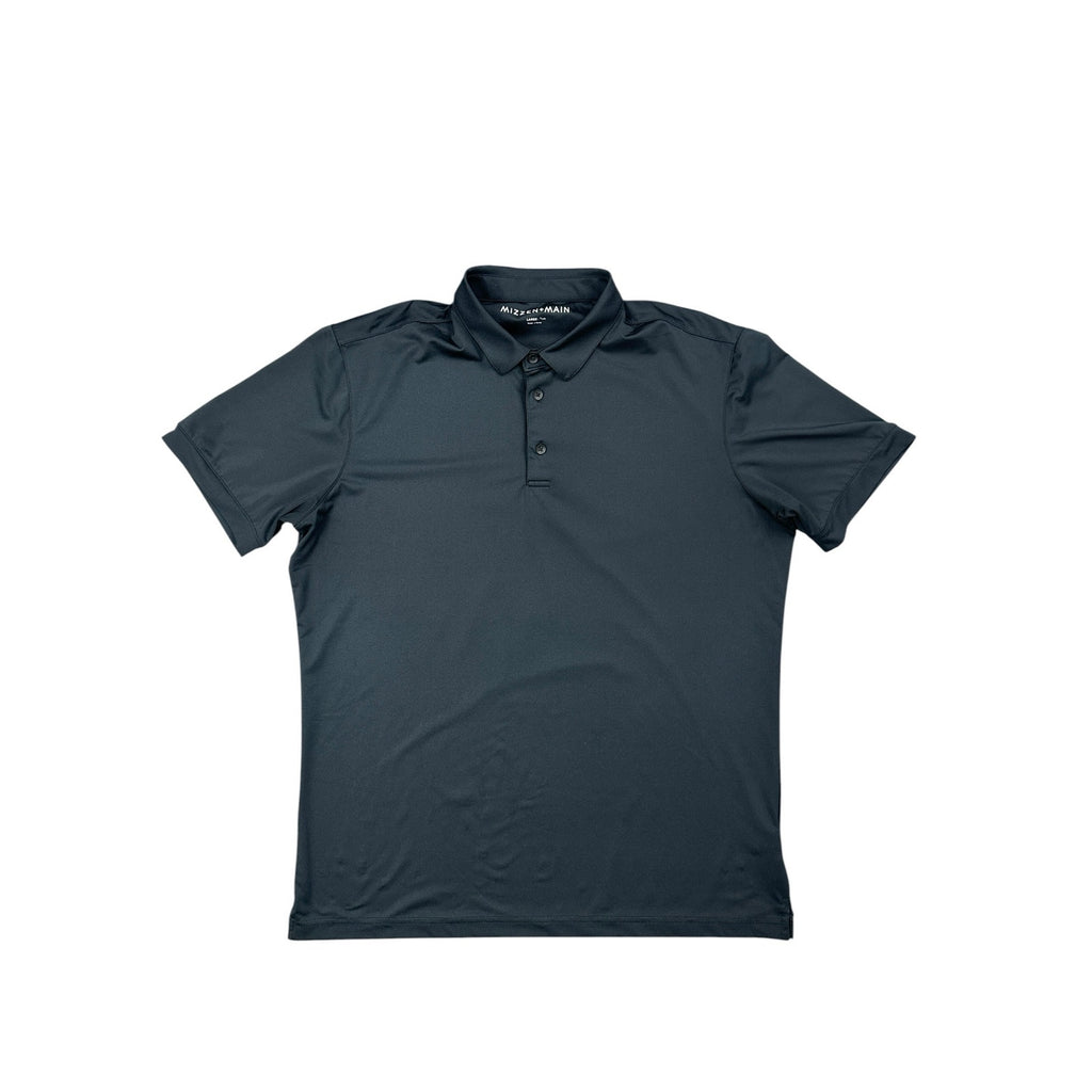 Mizzen+Main Black Solid Versa Trim Short Sleeve Polo in Black — Size Large // Preowned