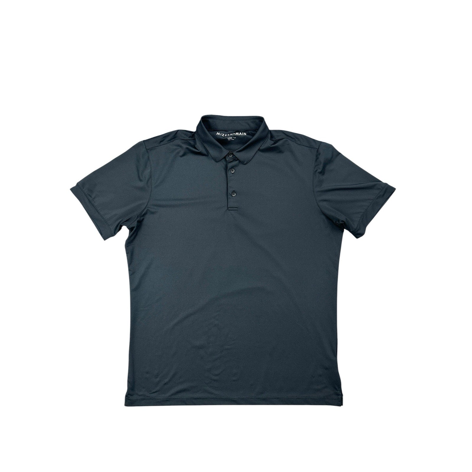 Mizzen+Main Black Solid Versa Trim Short Sleeve Polo in Black — Size Large // Preowned