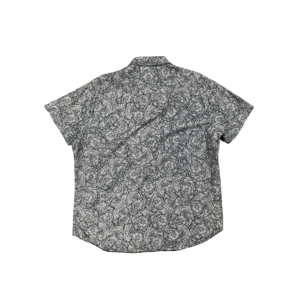 Theory Zack PS Ranunculus Print Short Sleeve Shirt in Light Brown and Black — Size XL // Preowned