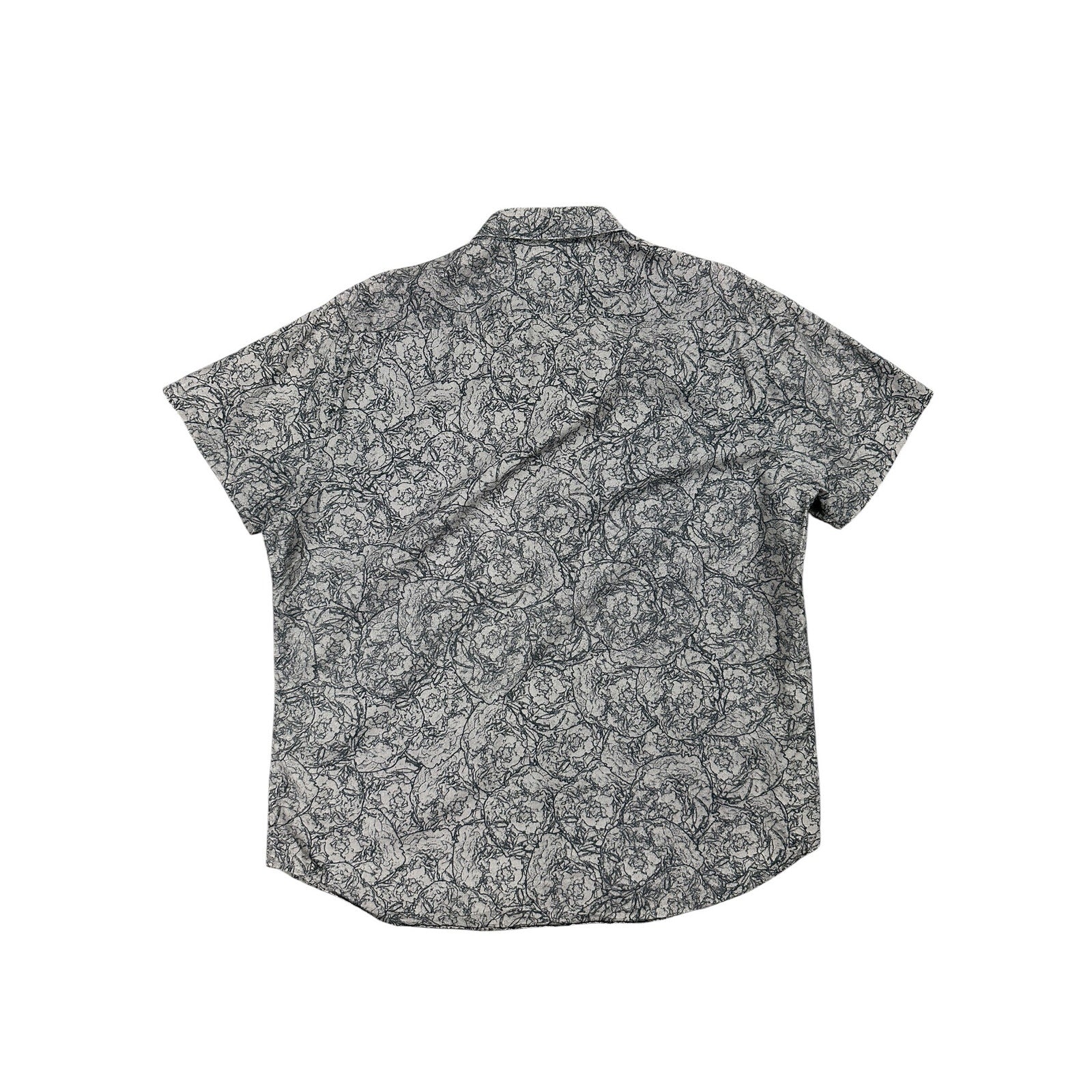 Theory Zack PS Ranunculus Print Short Sleeve Shirt in Light Brown and Black — Size XL // Preowned