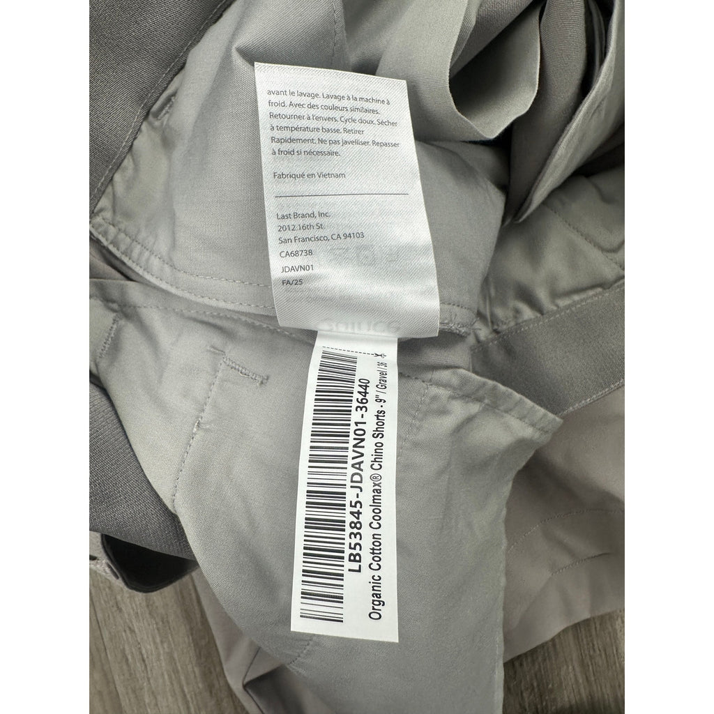 Quince Organic Cotton Coolmax 9" Chino Shorts in Gravel — Size 36