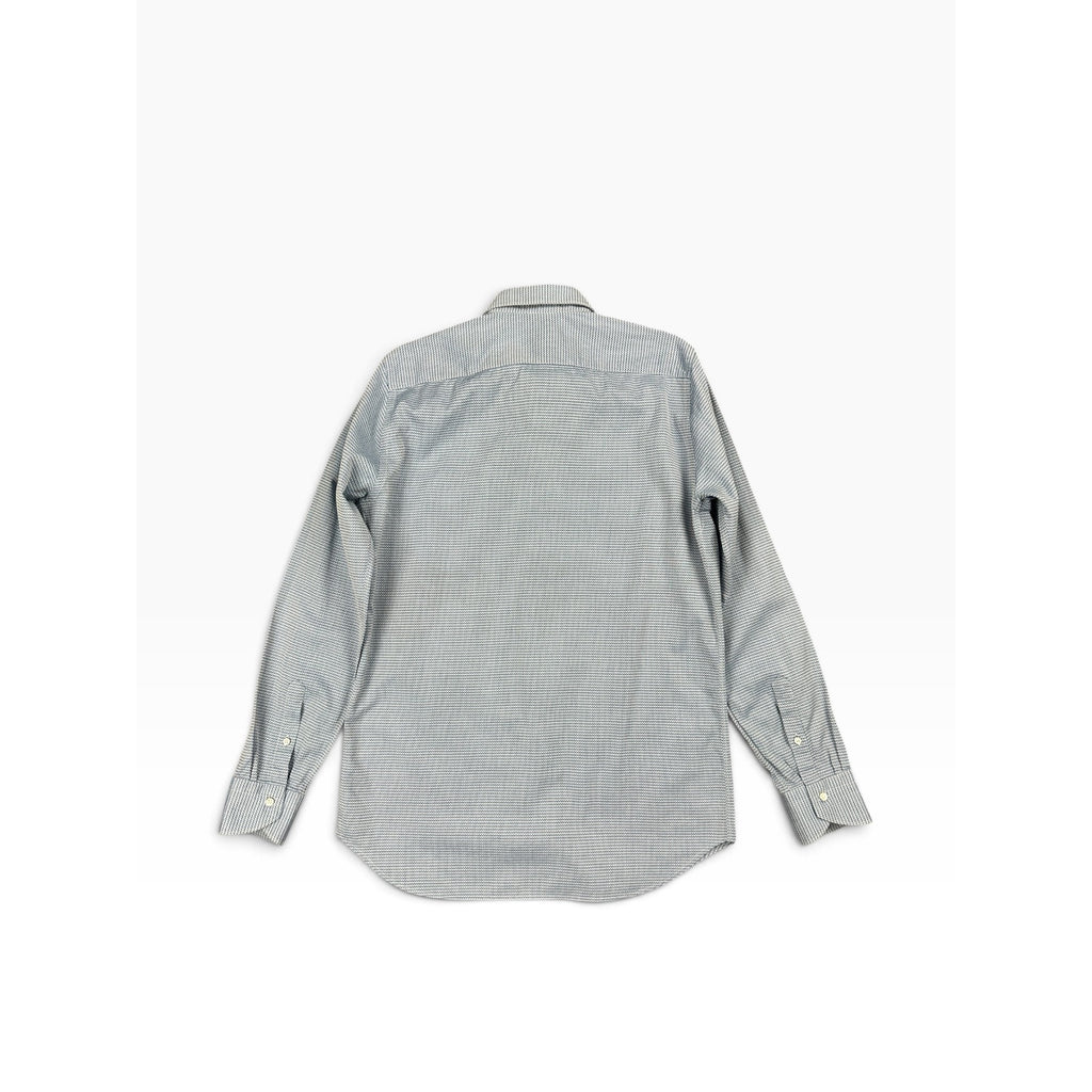 Canali Impeccabile Made in Italy Textured Stitch Long Sleeve Shirt in Light Blue, Blue, Gray — Size 41/16 (Large) // Preowned