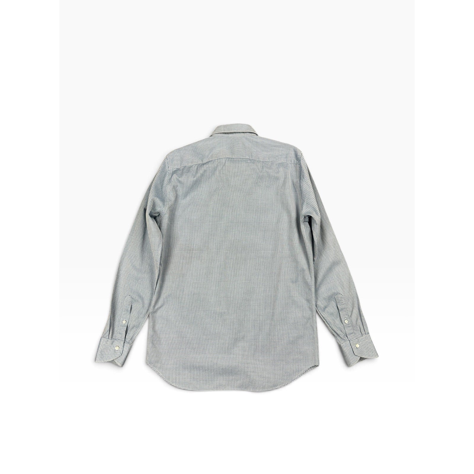 Canali Impeccabile Made in Italy Textured Stitch Long Sleeve Shirt in Light Blue, Blue, Gray — Size 41/16 (Large) // Preowned