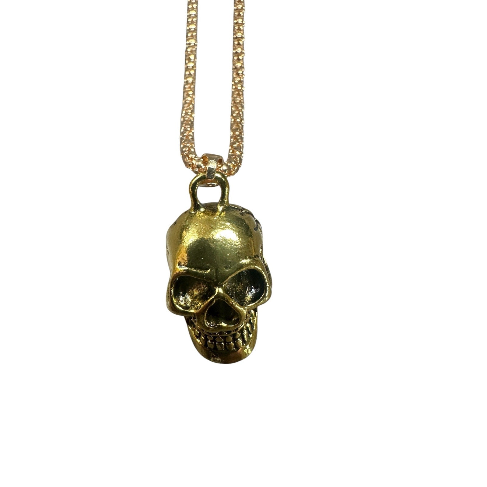 Andrew Christian Skull Necklace in Gold — One Size