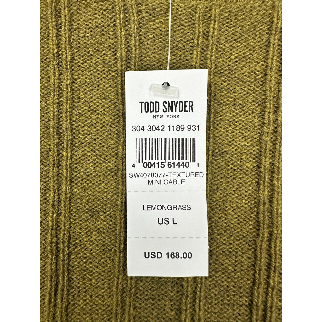 Todd Snyder Textured Mini Cable Crewneck Sweater in Lemongrass — Size Large