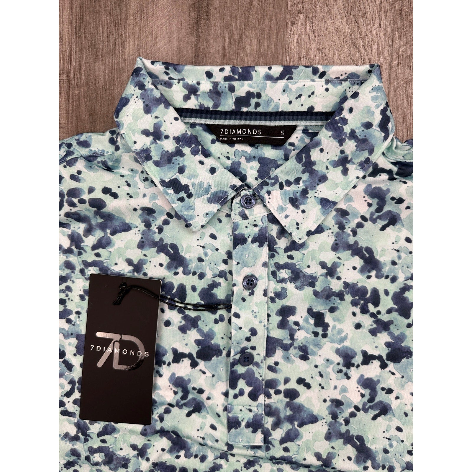 7 Diamonds Lunar 4 Way Stretch Polo in Mint — Size Small