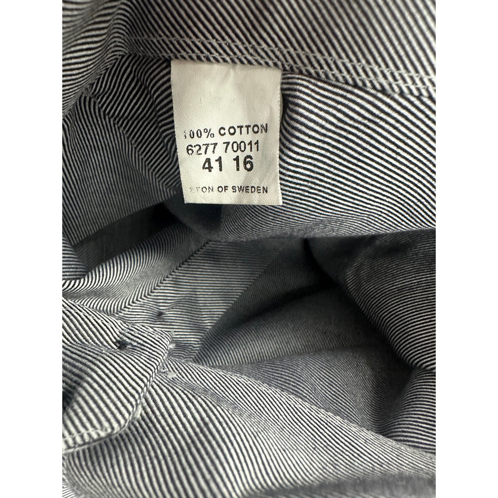 Eton Twill Weave Wrinkle Free Long Sleeve Button Down in Gray, Black — Size 16/41 (Large) // Preowned