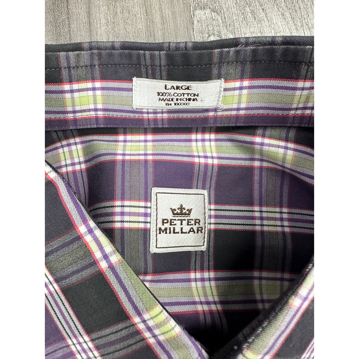 Peter Millar Crown Collection Plaid Long Sleeve Button Down Shirt — Size Large // Preowned