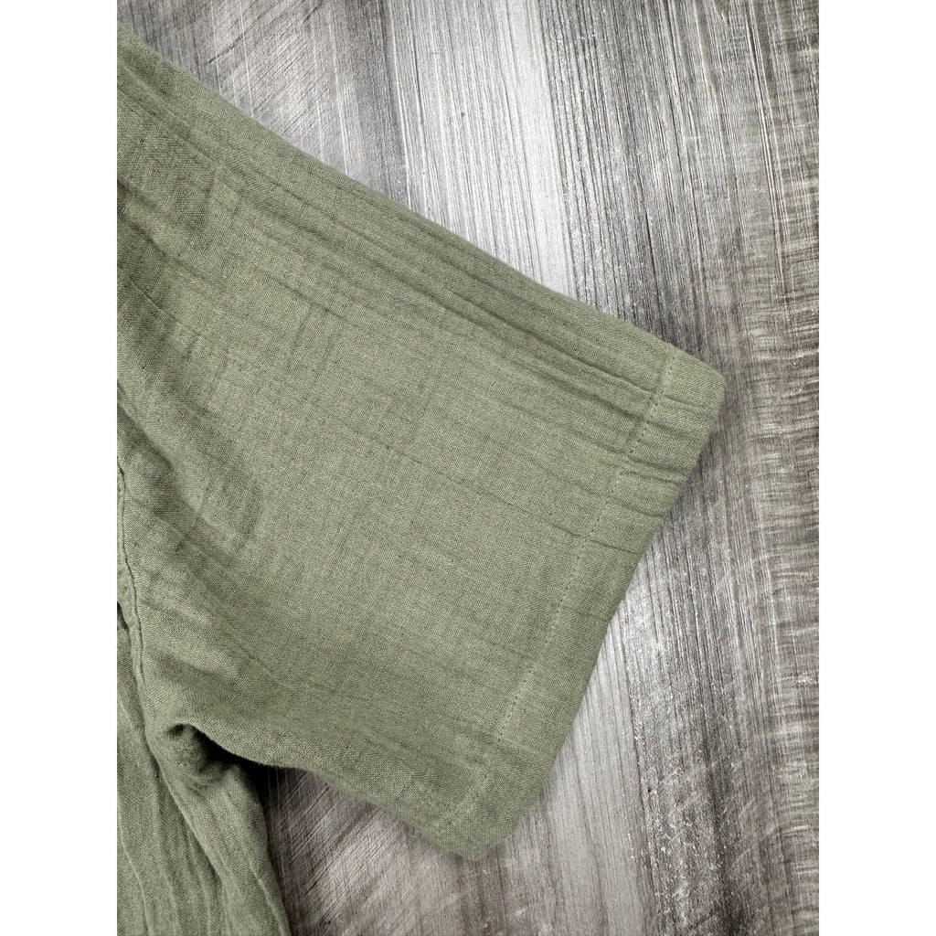 Rag & Bone Alan Gauze Short Sleeve Shirt in Olive Green — Size Medium
