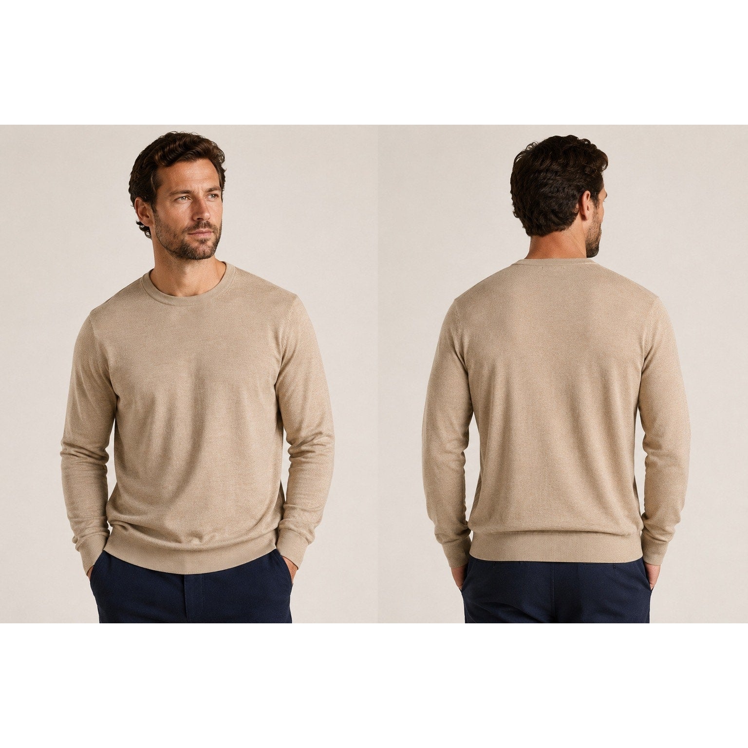 Mizzen+Main Preston Crewneck Sweater in Medium Beige — Size 2XL
