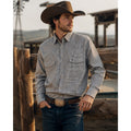Lucchese Bootmaker Tattersall Plaid Western Long Sleeve Pearl Snap Button Down in Navy Brown and White — Size XL // Preowned