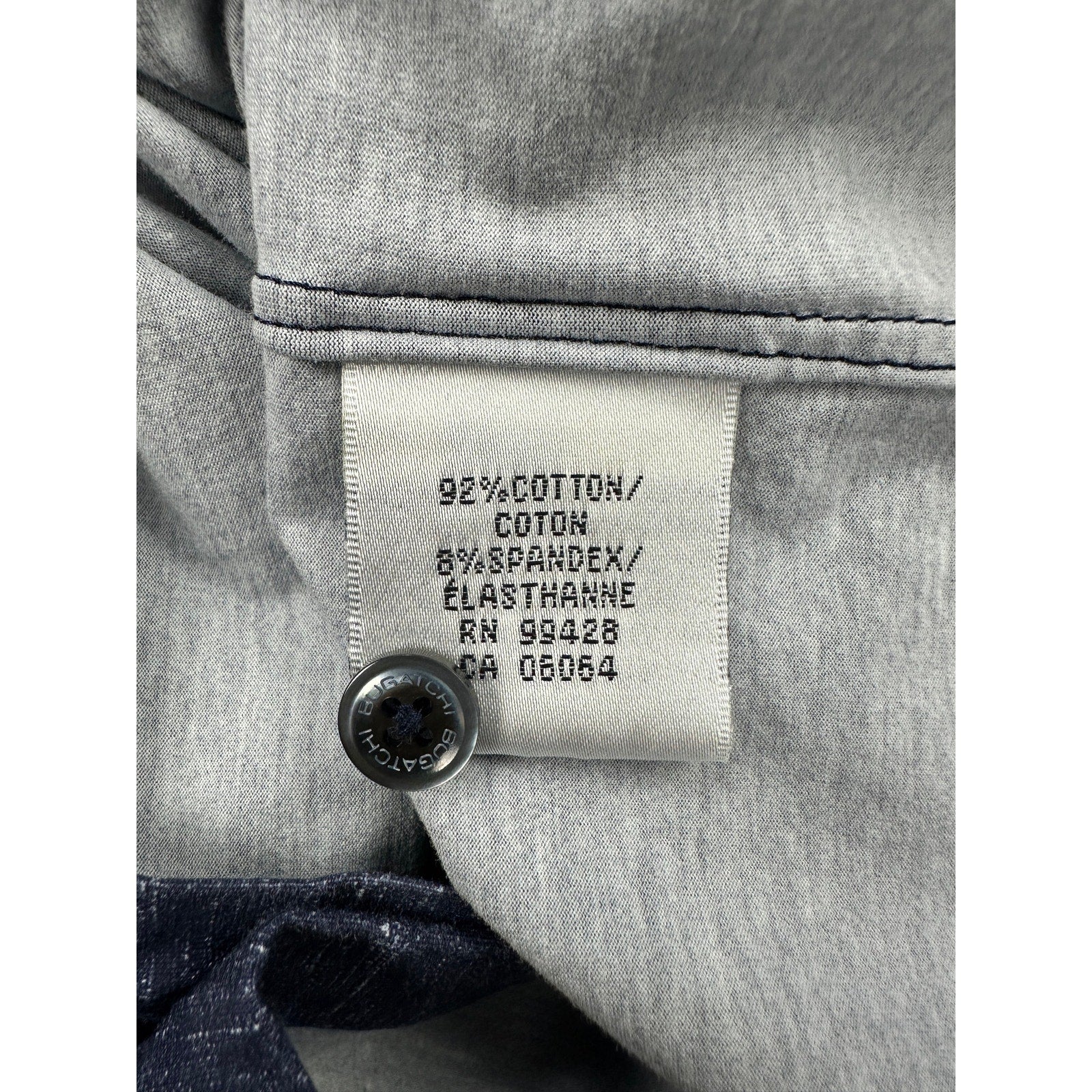 Bugatchi OoohCotton 8 Way Stretch Short Sleeve Shirt in Midnight — Size Medium // Preowned