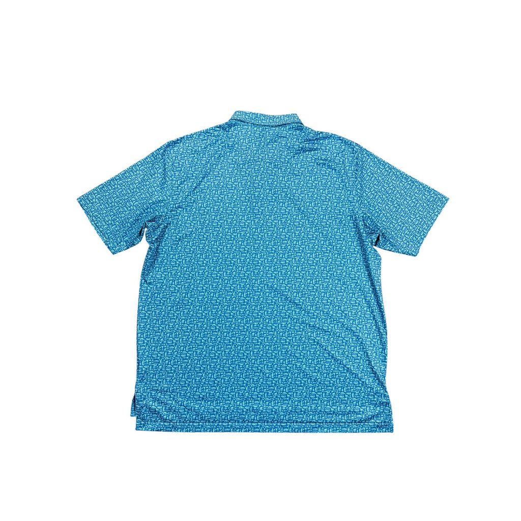 Peter Millar Crown Sport Oak Print Bourbon Jersey Polo in Slate Blue — Size 2XL