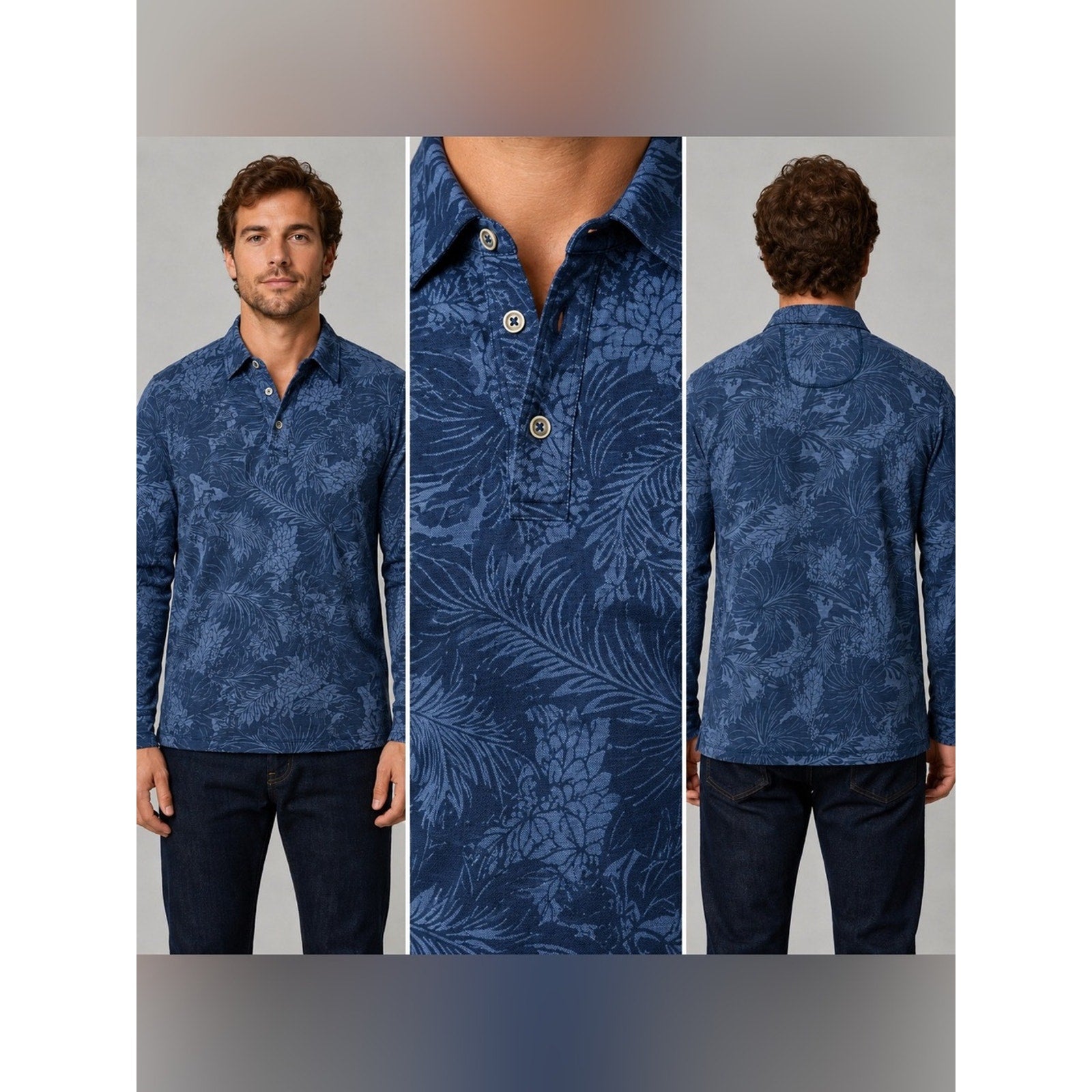 Tommy Bahama Hawaiian Floral Long Sleeve Polo - Large