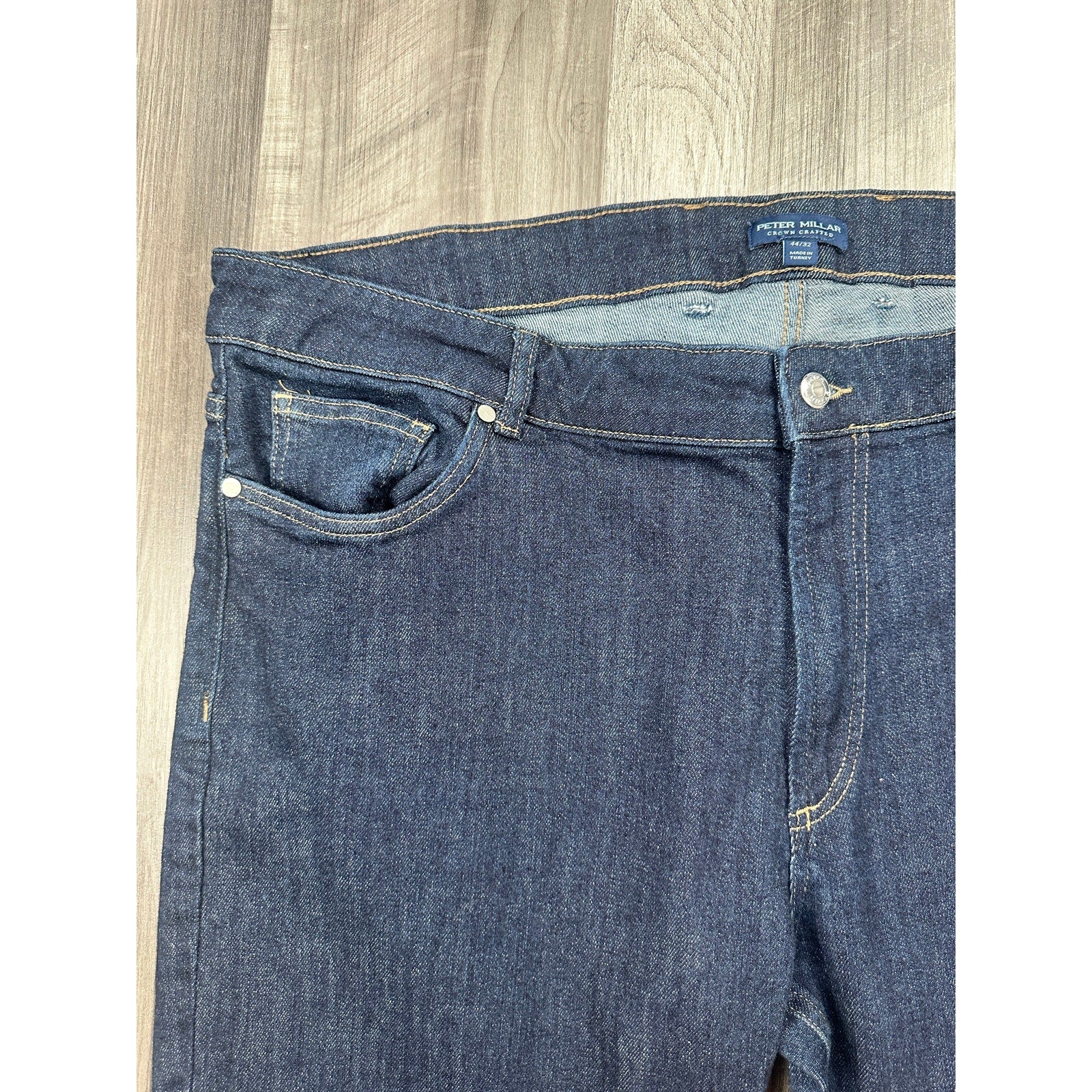 Peter Millar Crown Crafted Tailored Fit 2 Way Stretch 5 Pocket Jeans in Dark Indigo Blue — Size 44x32 // Preowned