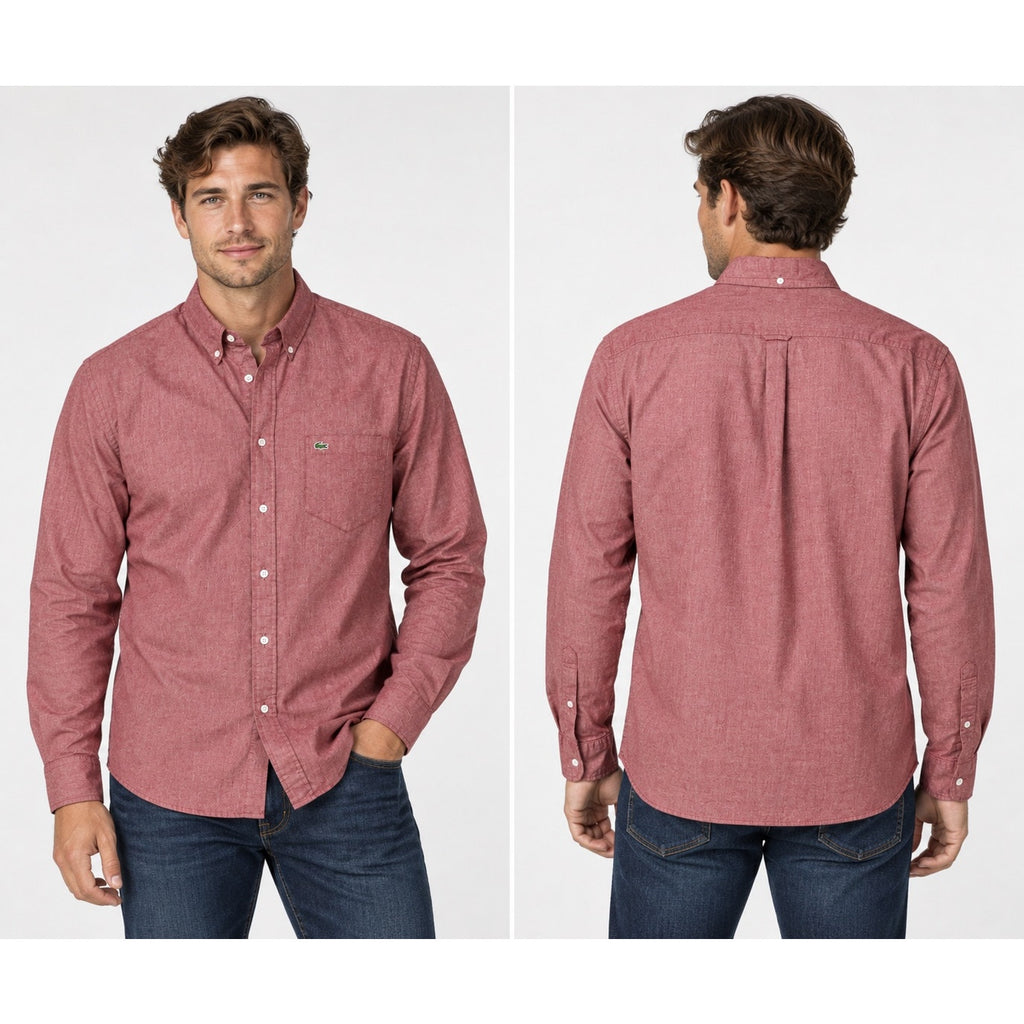 Lacoste Classic Fit Long Sleeve Chambray Shirt — Size 42 (Large) // Preowned